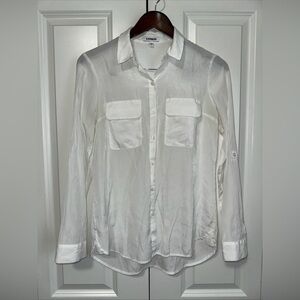 Express Lightweight Longsleeve Collared Button Down Shirt White S